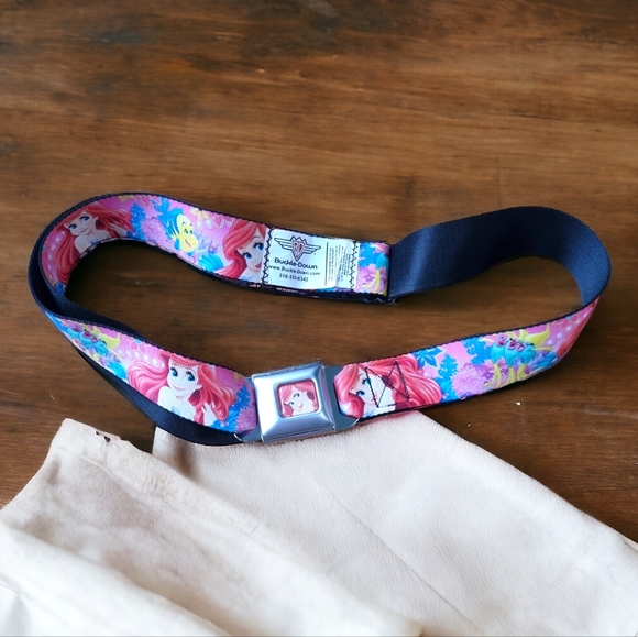 Disney Arial & Flounder Little Mermaid Buckle-Down Seat Belt Buckle Belt - Picture 3 of 7
